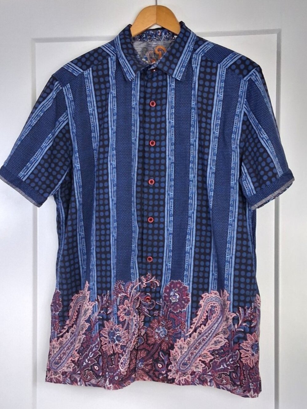 Robert Graham The Orient Classic Fit Shirt Men XL Blue Paisley Geometric